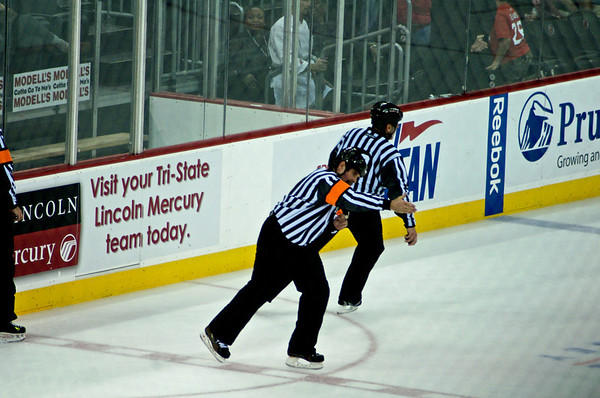 Caps Road Crew, Bus Trip to the Prudential Center in NJ: Bill McCreary signals the goal after review and 1 second is put back on the clock