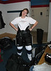 C- Putting on her equipment the fist time